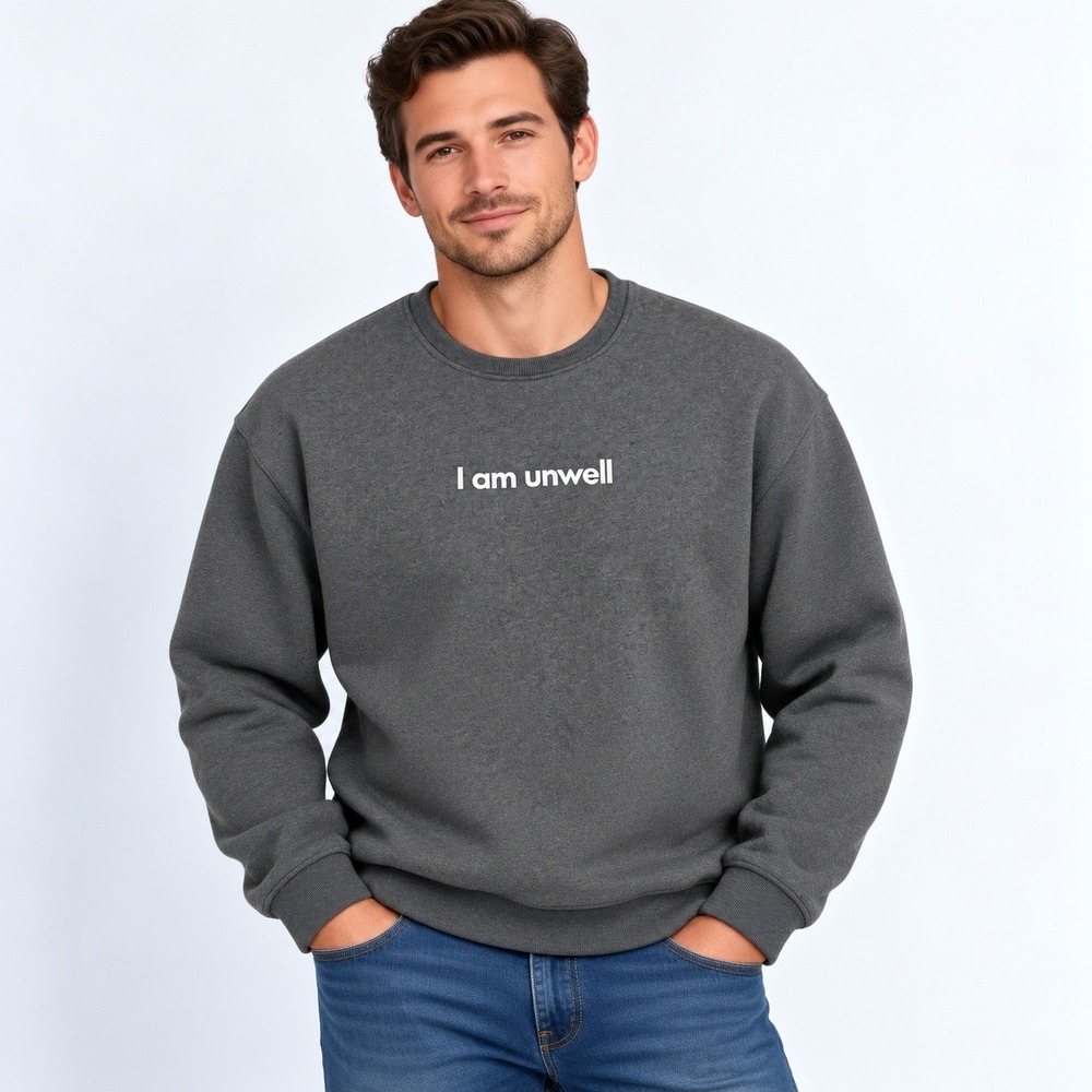 Barstool Sports Sweatshirt Men Medium Gray I Am Unwell Call Her Daddy Crew